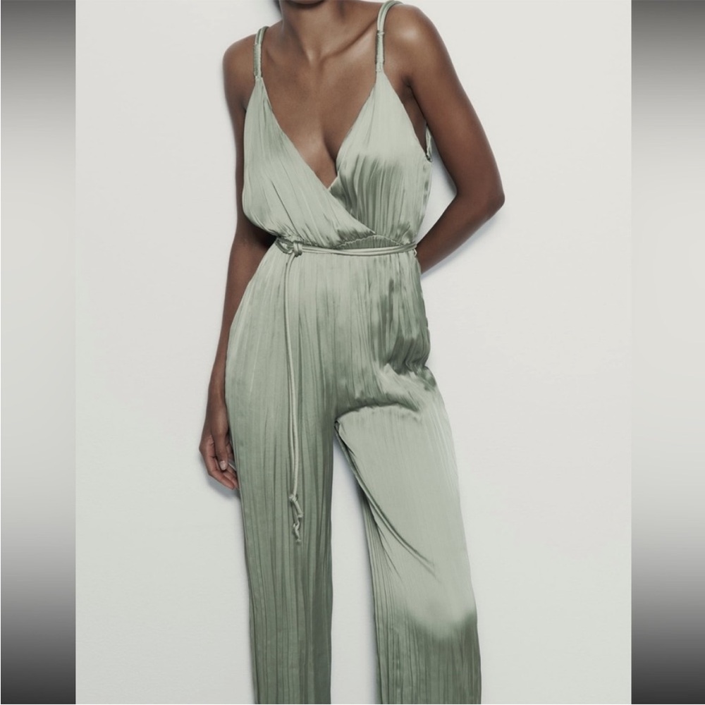 ZARA Wrinkled Satin Effect Jumpsuit
